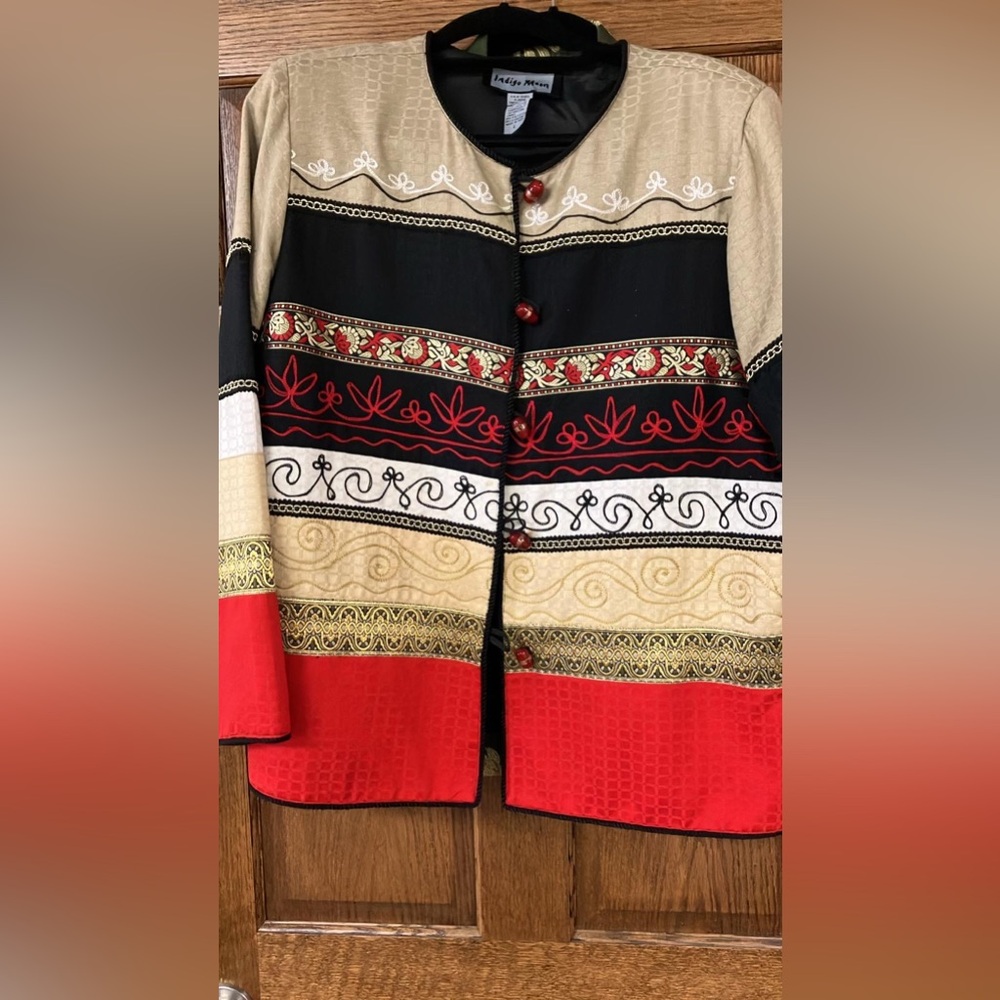 Indigo Moon Colorful Patterned Jacket L